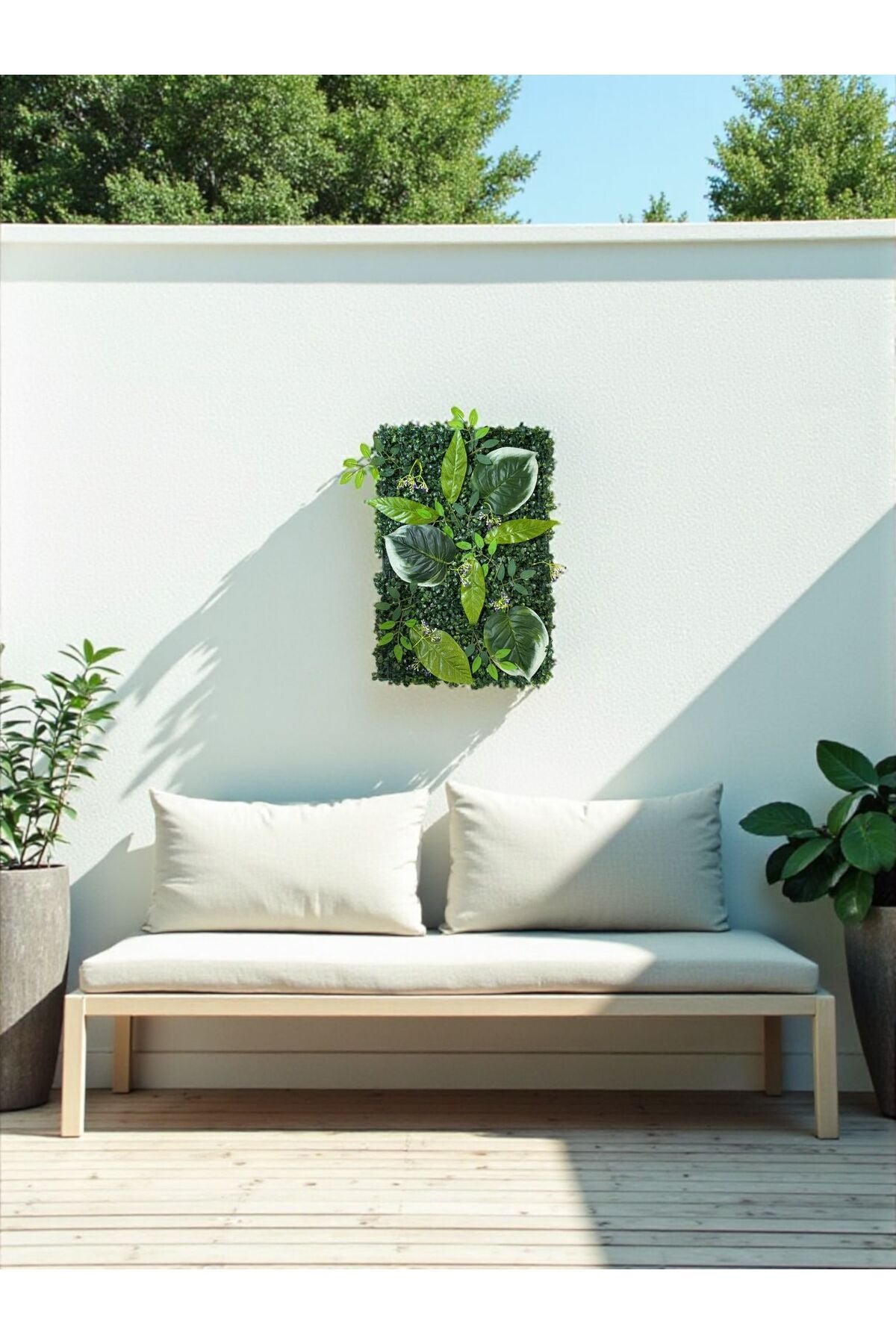 Geniş Yapraklı Yapay Duvar Paneli 40x60 – Dikey Bahçe & Dekoratif Çiçek Paneli