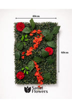 Kırmızı Güllü Yapay Çiçek Panel 40x60 cm Canlı Dikey Bahçe Duvar Dekoru