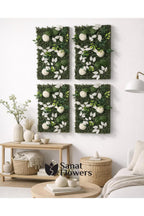 Dekoratif beyaz yapay çiçek duvar paneli 40x60 cm pratik montajlı duvar dekoru