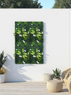 Beyaz Çiçekli Yapay Yaprak Duvar Paneli 40x60 – Dikey Bahçe Dekoru