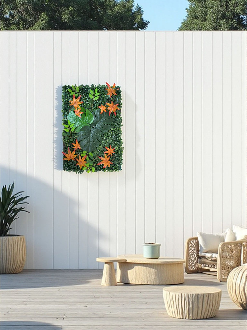 Sonbahar Temalı Yapay Çiçekli Duvar Paneli 40x60 – Dikey Bahçe Dekoru