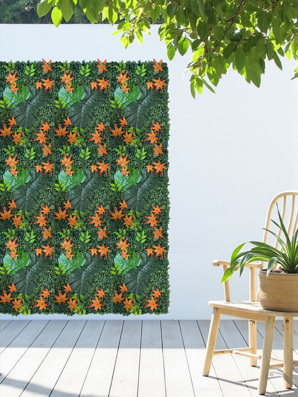 Sonbahar renkli çiçekli yapay dikey bahçe duvar dekoru paneli 40x60 cm
