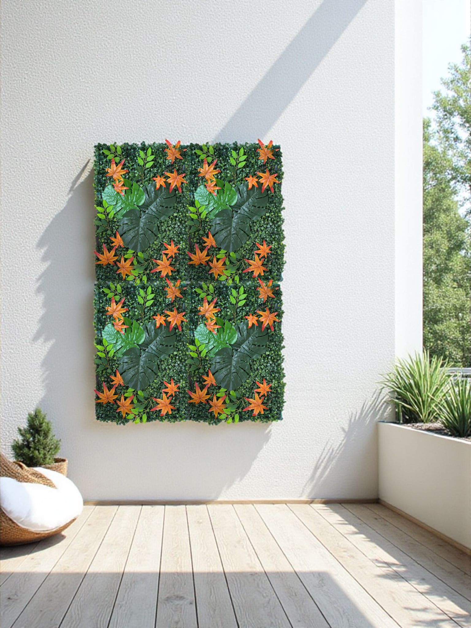 Sonbahar Temalı Yapay Çiçekli Duvar Paneli 40x60 – Dikey Bahçe Dekoru